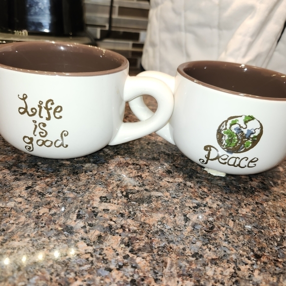 Life is good Peace White Ceramic Mugs - Picture 2 of 3